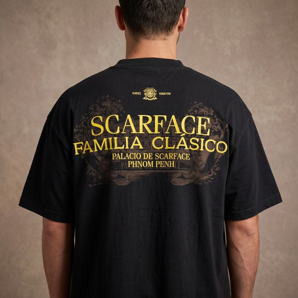 Scarface Men's T-Shirt Familia Clasico Phnom Penh Graphic Black XL